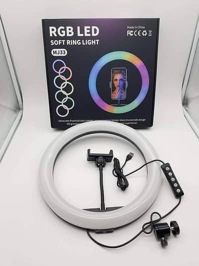 Brand New RGB LED Soft Ring Light (MJ33 - 13 Inch) with Phone Holder