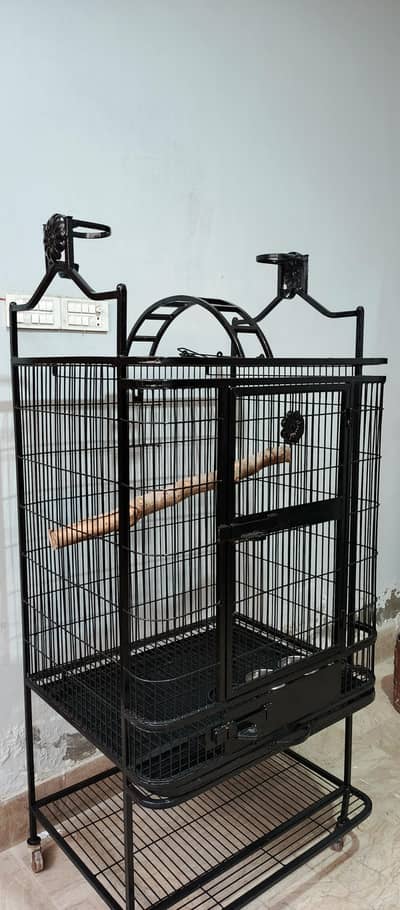 heavy duty playtop parrot cage with wheels and wooden Perch condition