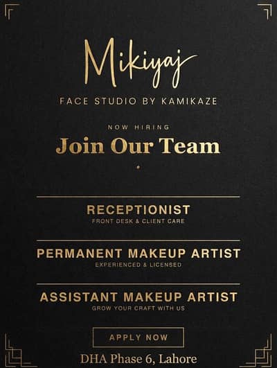 Receptionist/ Permanent Makeup Artist/ Assistant Makeup Artist
