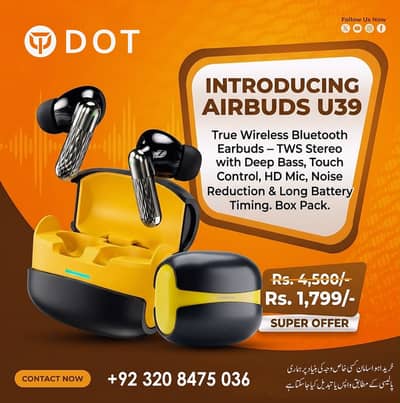U39 Ultra TWS Wireless Earbuds – Brand New (ANC/ENC & LED Display)