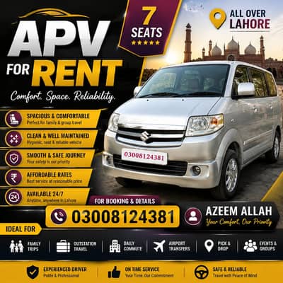 Suzuki APV 7 Seater For Rent | Comfortable Family & Group Travel