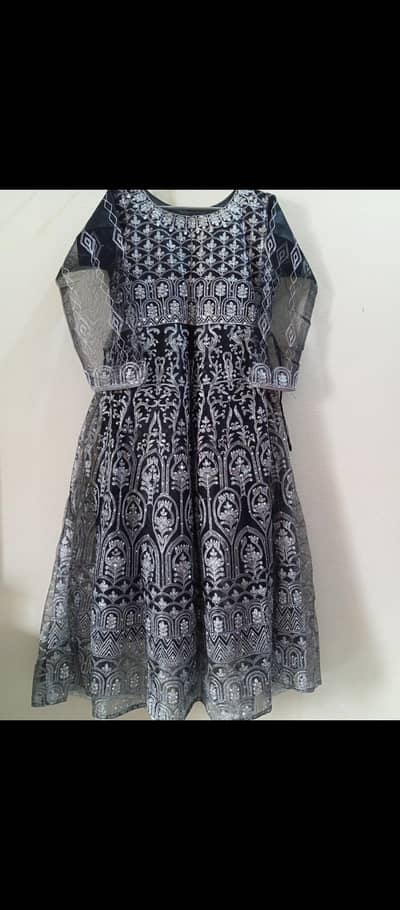 Black & Silver Embroidered Party Wear 3-Piece Dress | Beautiful Frock