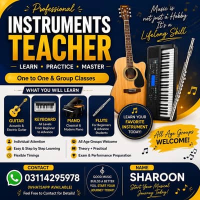 Music Tutor for Home & Online Classes | Lahore