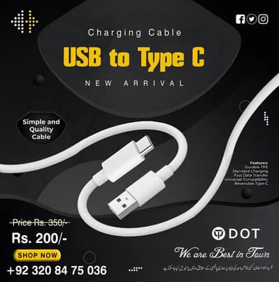 USB to Type-C Fast Charging & Data Sync Cable