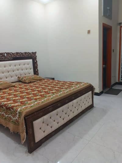Pure wood bed with side tables