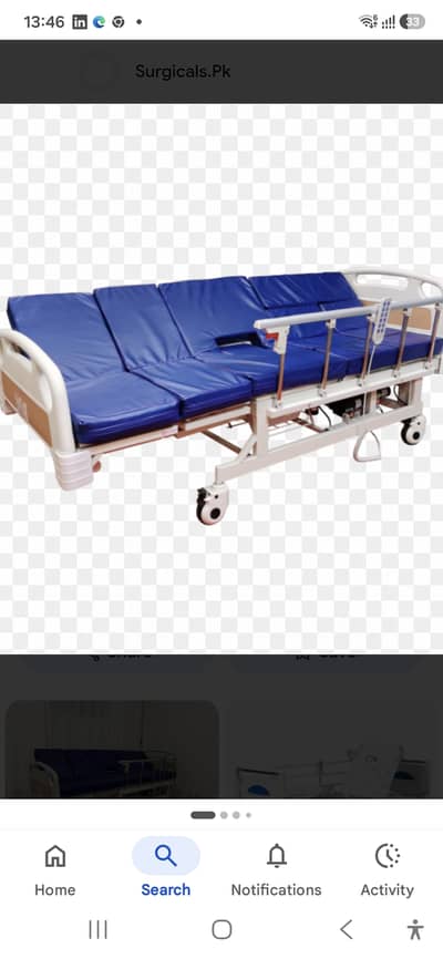 Electric patient bed with side tilting and commode