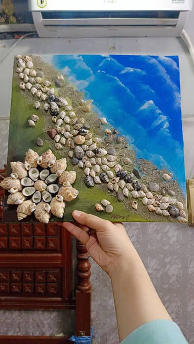 Unique 3D Seashell and Beach Theme Canvas Painting