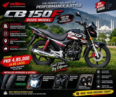 Honda CB 150F 2025 | Brand New | Islamabad Reg | Fully Upgraded