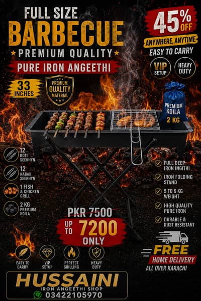 Hussaini iron Barbecue full setup hamara Kam karobari he. . no complain