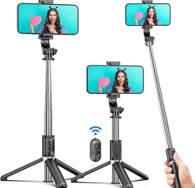 Extendable selfie stick with remote control ABS plastic