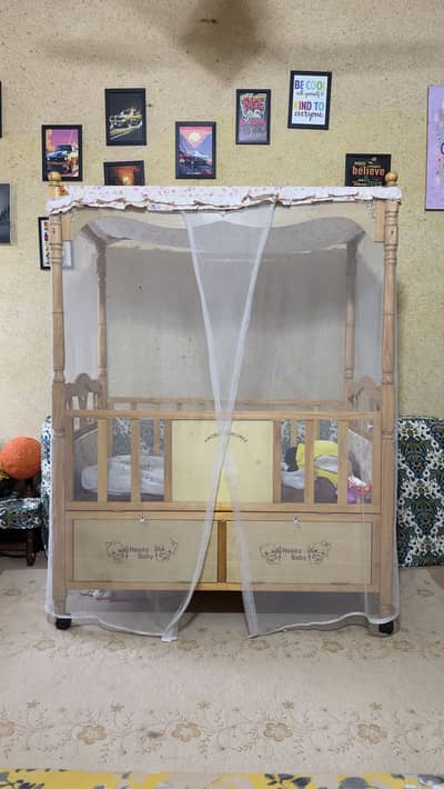 Baby Cot  – Large Size | Movable | Front & Side Open