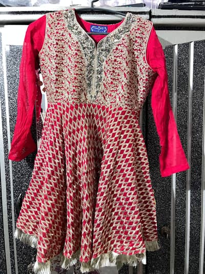 Beautiful Red & Golden Embroidered Frock / Party