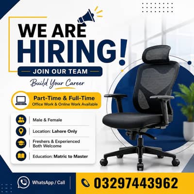 NEED MALE AND FEMALES STAFF FOR OFFICE WORK AND ONLINE WORK