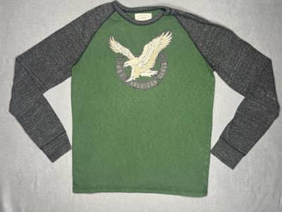 Vintage American Eagle Raglan Tee | 90s Grunge Americana Long Sleeve