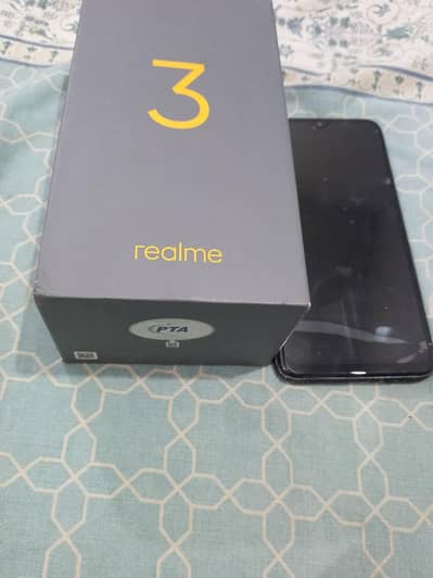 Realme 3 4gb 64gb box charger add par lena pura