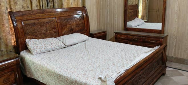 Best Wood Bed,Side table and dressing table chocolate brown colour.