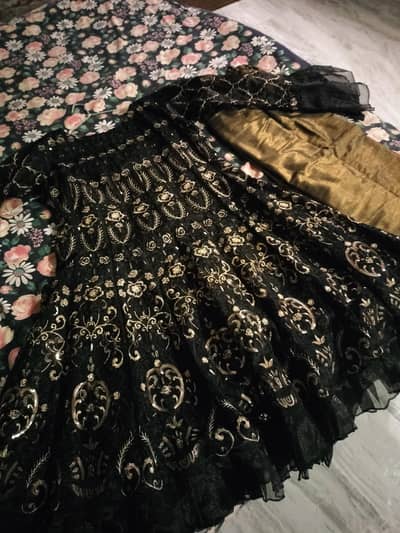 Beautiful black and gold heavy embroidered fancy frock with trouser