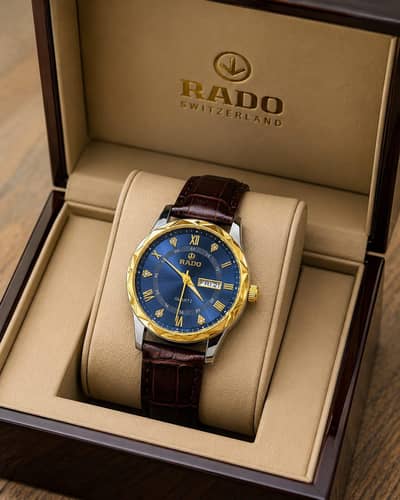 Rado Watch fOr Men Leather Strap Day n Date 