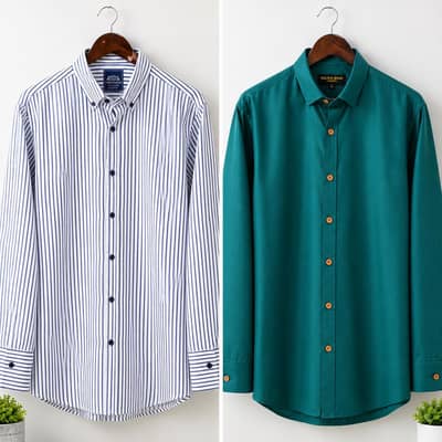 Brand New Men’s Shirts – White Striped & Teal Green