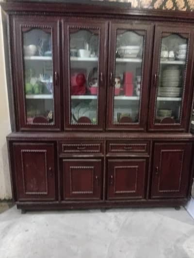 wooden showcase and glass tv trolley