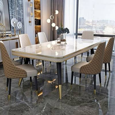 Dining table - 6 person Dining table - Glass top dining -Luxury Dining