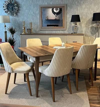 Dining table - 6 person Dining table - Glass top dining -Luxury Dining