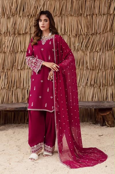  Trending Winter Wear! Ethnic Heavy Embroidered Maroon Dhanak