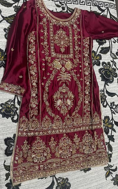 Maroon Raw Silk Wedding Wear