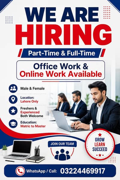 NEED URGENT STAFF OF 50 PERSONS FOR OFFICE WORK AND ONLINE WORK