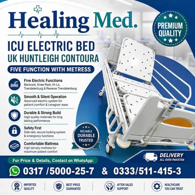 ICU electric bed UK Huntleigh Contoura ,Five Function with Metress