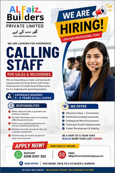Calling Staff For Sales & Recoveries