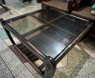 Wooden Center Table with Glass top for sale