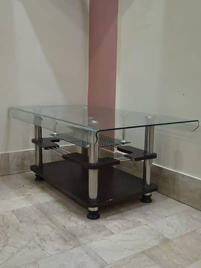 Modern 2-Tier Glass Top Coffee Table with Storage Shelves