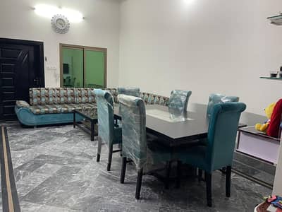 Title  6 Seater Velvet Dining Table with Chairs – Excellent Condition
