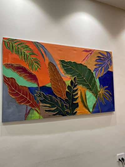 Multi color vibrant leaves painting