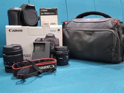 Canon EOS 250D/200D Mark II DSLR + 18-55mm + 50mm Lens 10/10 Condition