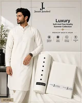 J. Wash N Wear Off white   Suit for Men