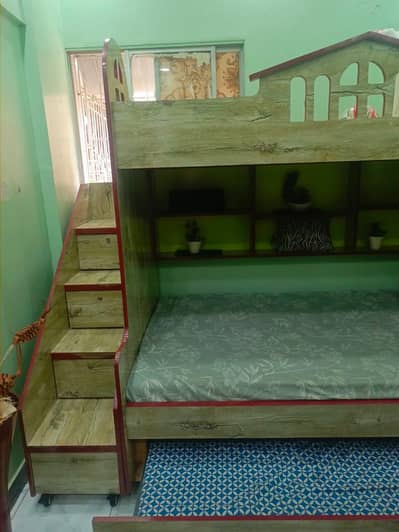 Custom Made 3-in-1 Wooden Bed with Storage