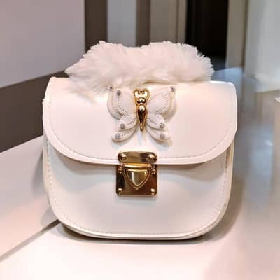 Maroon Crossbody Bag With Butterfly & Pom Pom Design