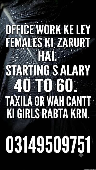 office work ke ley females ki zarurt hai