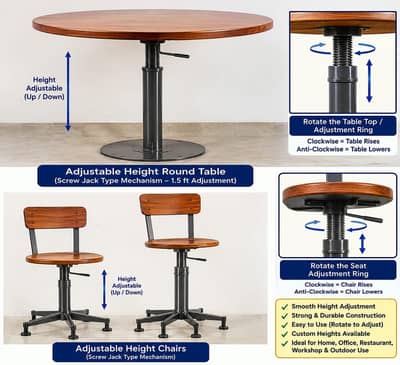 Best Quality Adjustable Height Dinning Chairs and Table Available