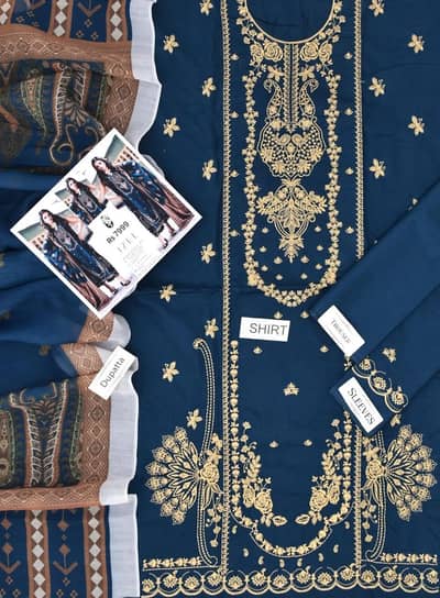 Women's Green Embroidered Lawn Suit with Gold Dupatta"