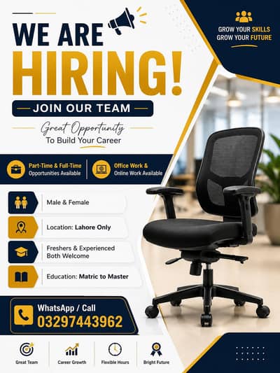 OFFICE WORK AVAILABLE FOR MALES AND FEMALES
