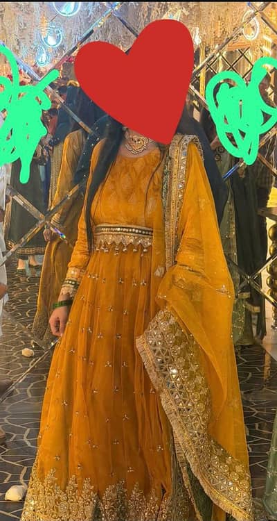 beautiful mustard yellow lehanga + dupatta one time used