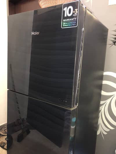 Haier Black glass door refrigerator inverter