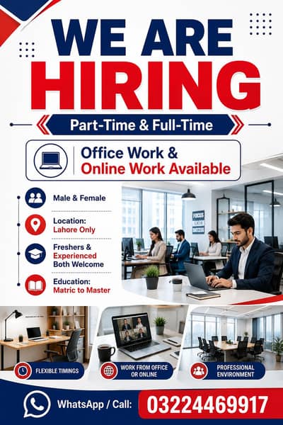 WE HIRING MALE AND FEMALES STAFF FOR OFFICE WORK