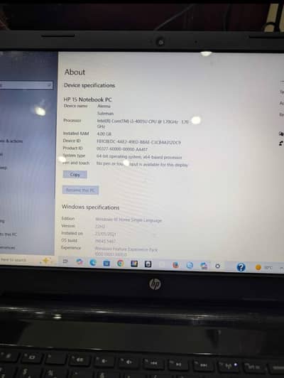 Hp Laptop Intel Core i3 4th generation