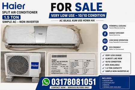 Haier 1.5 Ton AC for Sale | Very Less Used | 10/10 Condition