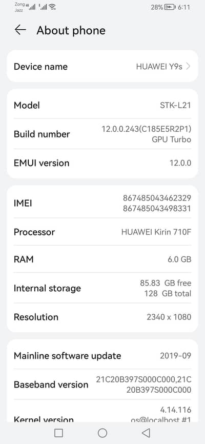 Huawei Y9s