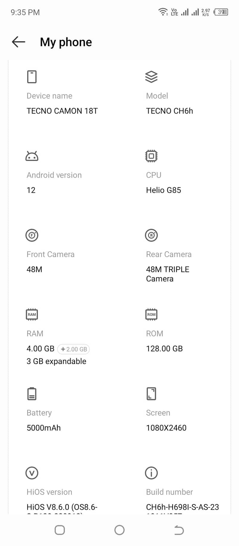 Tecno Camon 18 0
